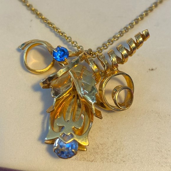 VINTAGE RAINBOW GOLD FILLED PENDANT AND EARRINGS SET - Picture 3 of 12